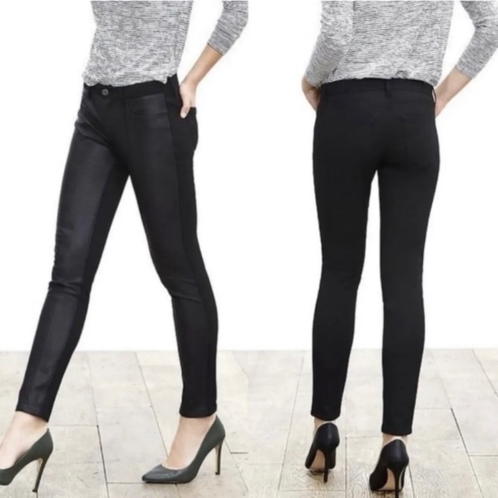 Banana Republic Sloan Faux Leather Front Pants Women Size 2 Black